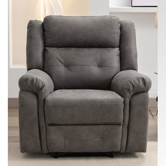 Budva Manual Recliner Fabric 1 Seater Sofa In Dark Grey_2