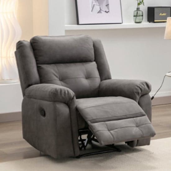 Budva Manual Recliner Fabric 1 Seater Sofa In Dark Grey_1