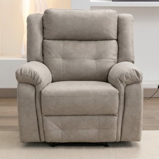 Budva Manual Recliner Fabric 1 Seater Sofa In Light Grey_2