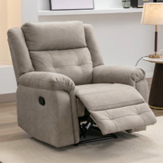 Budva Manual Recliner Fabric 1 Seater Sofa In Light Grey_1