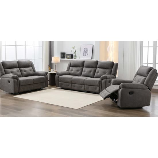 Budva Manual Recliner Fabric 3+2 Sofa Set In Dark Grey_2