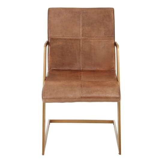Australis Brown Leather Dining Chairs With Iron Frame In A Pair_2