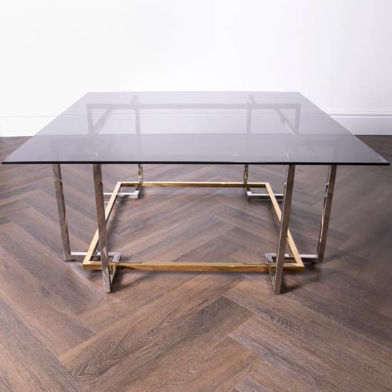 Bullion Glass Coffee Table With Gold Silver Metal Frame_4