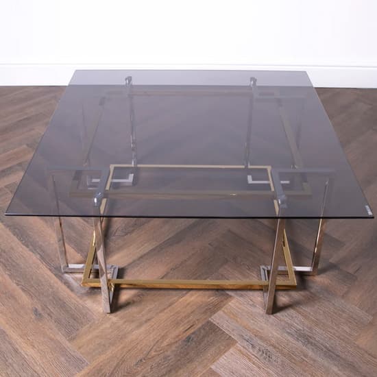 Bullion Glass Coffee Table With Gold Silver Metal Frame_6