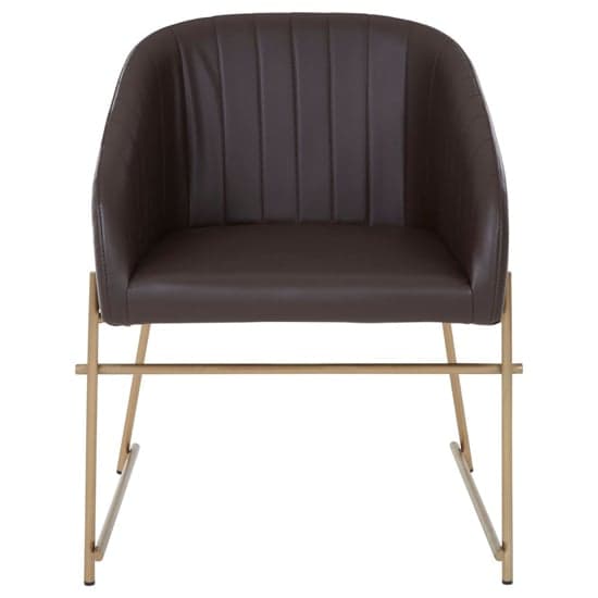 Bunda Faux Leather Dining Chair With Brass Frame In Brown_2