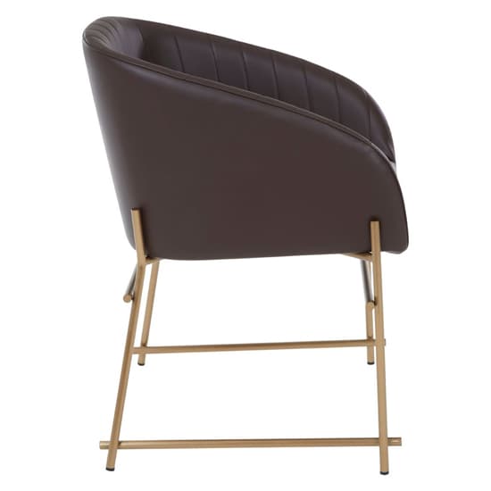 Bunda Faux Leather Dining Chair With Brass Frame In Brown_3