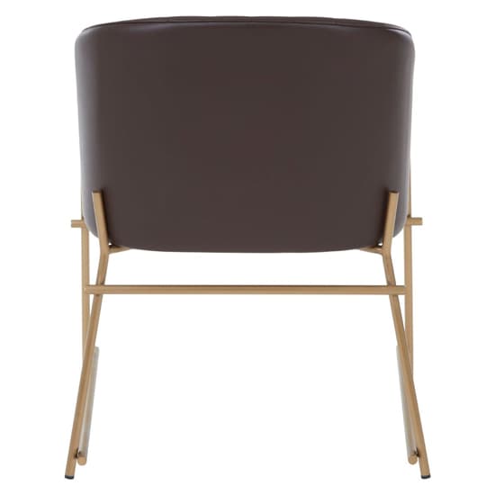 Bunda Faux Leather Dining Chair With Brass Frame In Brown_4
