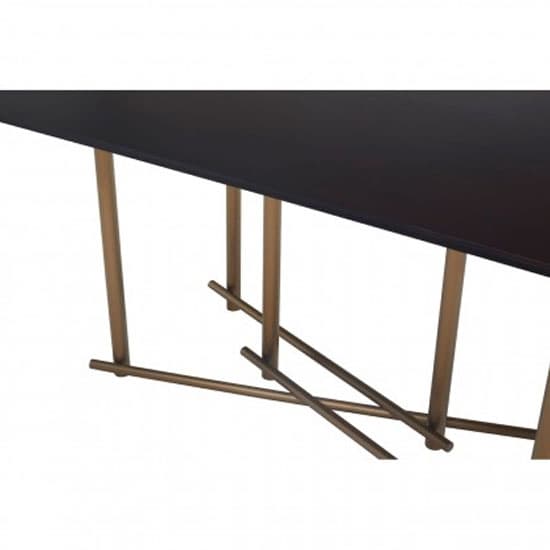 Bunda Wooden Dining Table With Brass Frame In Dark Wood_4