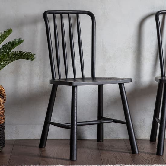 Burbank Black Oak Wood Dining Chairs In Pair_3