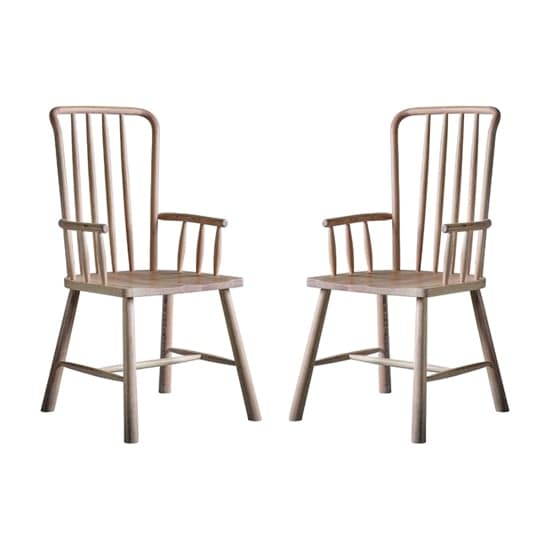 Burbank Oak Wood Carver Dining Chairs In Pair