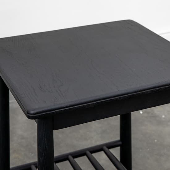 Burbank Oak Wood Side Table In Black_5