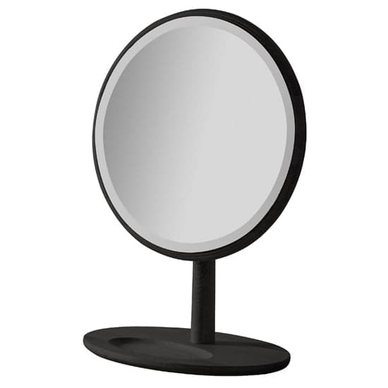 Burbank Round Dressing Mirror In Black Wooden Frame_2