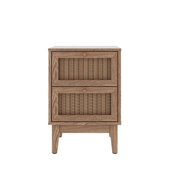 Burdon Wooden Bedside Cabinet With 2 Drawers In Oak_2