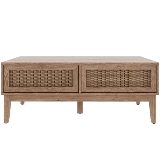 Burdon Wooden Coffee Table With 2 Drawers In Oak_2