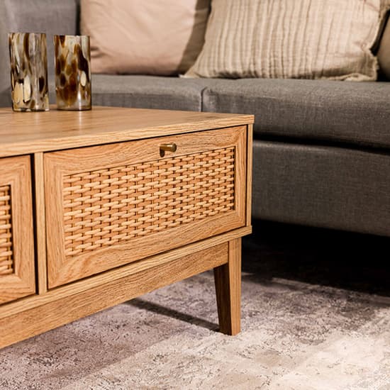 Burdon Wooden Coffee Table With 2 Drawers In Oak_3