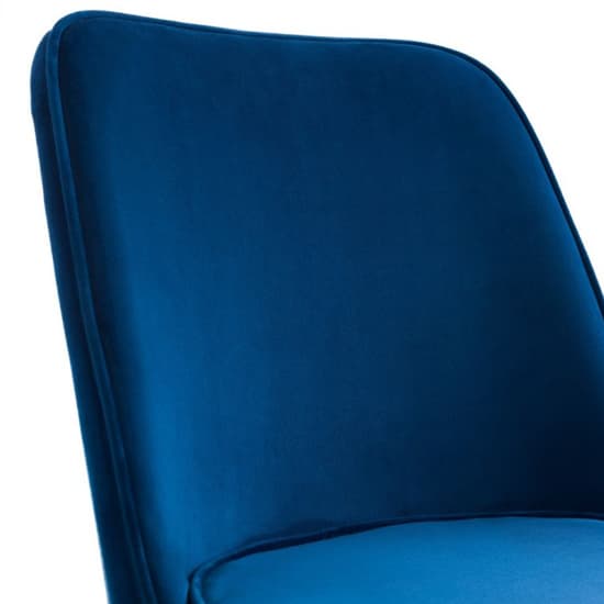 Babette Blue Velvet Dining Chairs With Black Metal Legs In Pair
