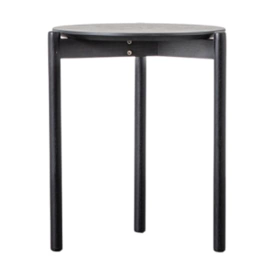 Burlap Round Wooden Side Table In Black_2