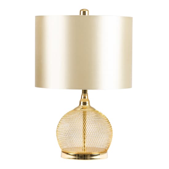 Burley Champagne Shade Table Lamp With Gold Wire Mesh Base_3