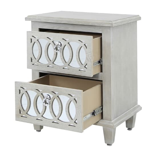 Burley Mirrored Bedside With 2 Drawers In Natural Furniture