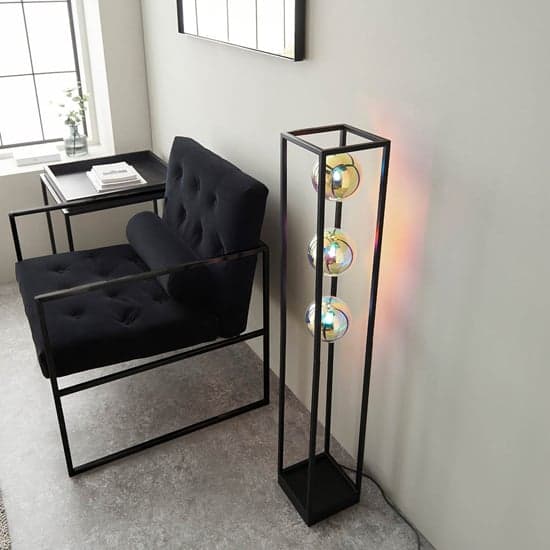 Burnet Iridescent Glass Floor Lamp With Matt Black Open Frame_4