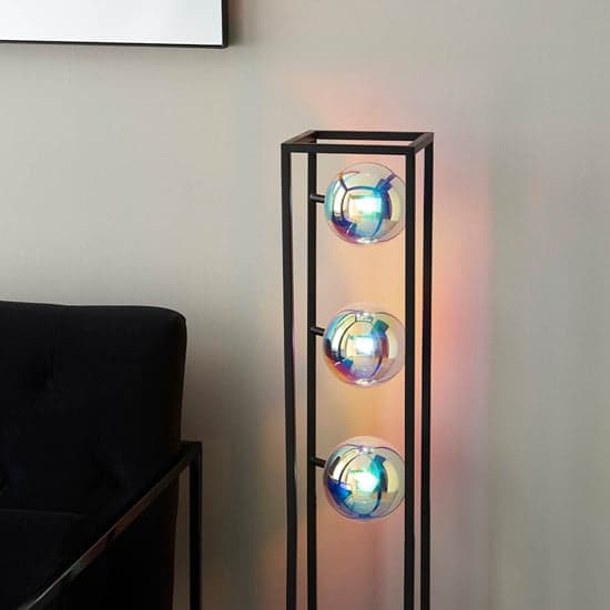 Burnet Iridescent Glass Floor Lamp With Matt Black Open Frame_5