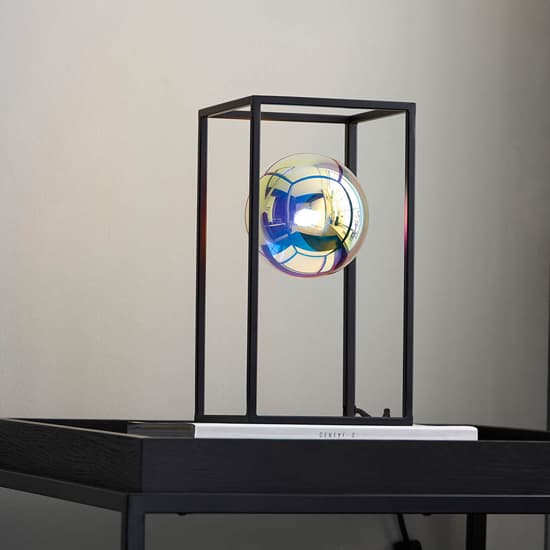 Burnet Iridescent Glass Table Lamp With Matt Black Open Frame_3