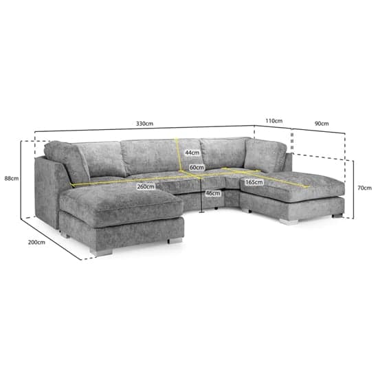 Burton Velvet Fullback U Shape Corner Sofa In Platinum_5
