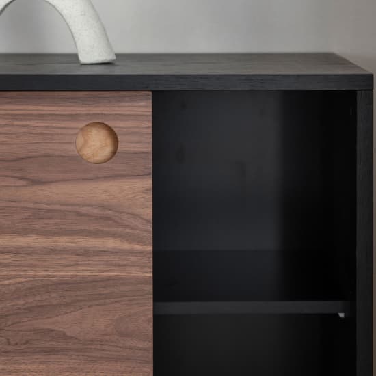 Busby Wooden Sideboard With 2 Doors In Black And Walnut_3