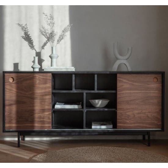 Busby Wooden Sideboard With 2 Doors In Black And Walnut_1