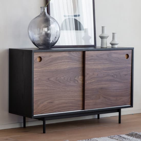 Busby Wooden Storage Cabinet With 2 Doors In Black And Walnut_1