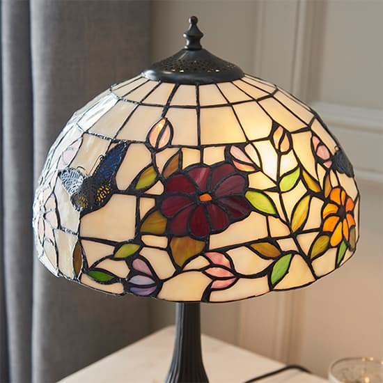 Butterfly Small Tiffany Art Glass Table Lamp In Dark Bronze_3