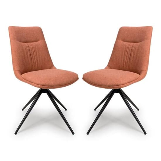 Buxton Swivel Brick Fabric Dining Chairs In Pair_1