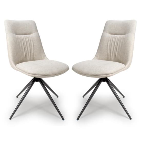 Buxton Swivel Natural Fabric Dining Chairs In Pair_1