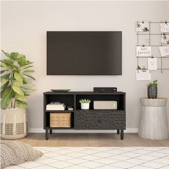 Buxton Wooden TV Stand With 3 Shelves In Black_1