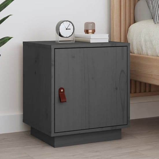 Byrne Pinewood Bedside Cabinet With 1 Door In Grey_1