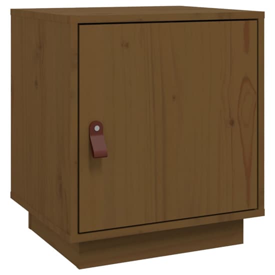 Byrne Pinewood Bedside Cabinet With 1 Door In Honey Brown_3