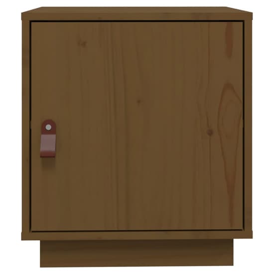 Byrne Pinewood Bedside Cabinet With 1 Door In Honey Brown_4