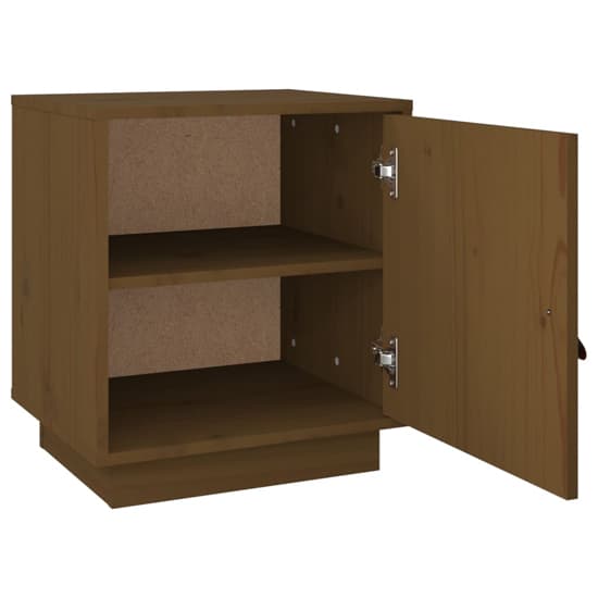 Byrne Pinewood Bedside Cabinet With 1 Door In Honey Brown_5