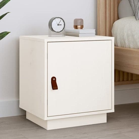 Byrne Pinewood Bedside Cabinet With 1 Door In White_1