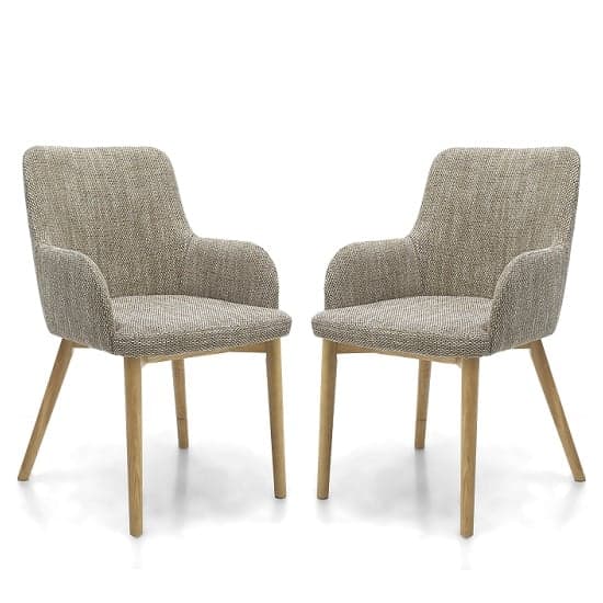 Saratov Tweed Oatmeal Fabric Dining Chairs In A Pair_1