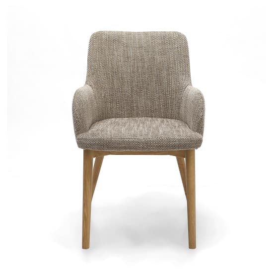 Saratov Tweed Oatmeal Fabric Dining Chairs In A Pair_3