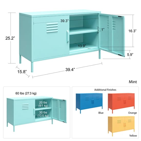 Cribbs Locker Metal Accent Cabinet With 2 Doors In Blue_4