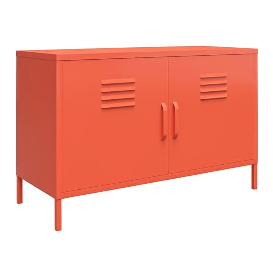 Caches Metal Locker Accent Cabinet With 2 Doors In Orange_3