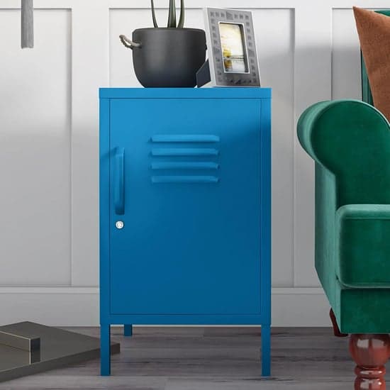 Caches Metal Locker End Table With 1 Door In Blue_2