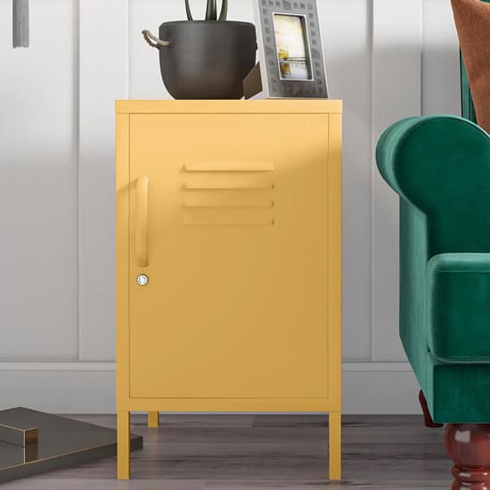 Caches Metal Locker End Table With 1 Door In Yellow_2