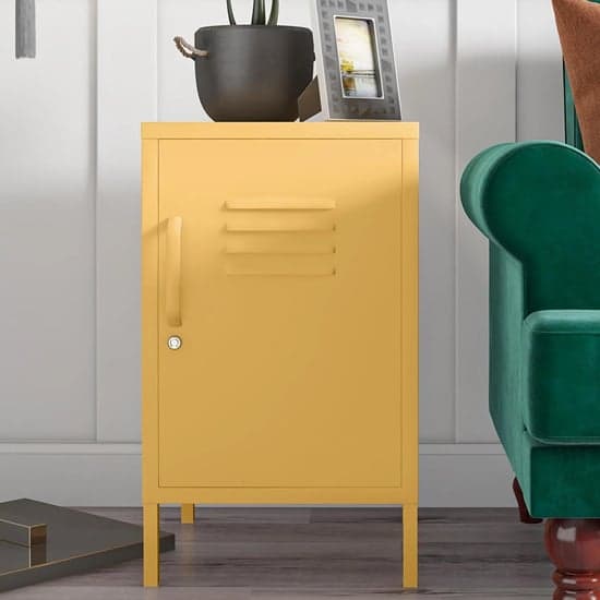 Caches Metal Locker End Table With 1 Door In Yellow Furniture in Fashion