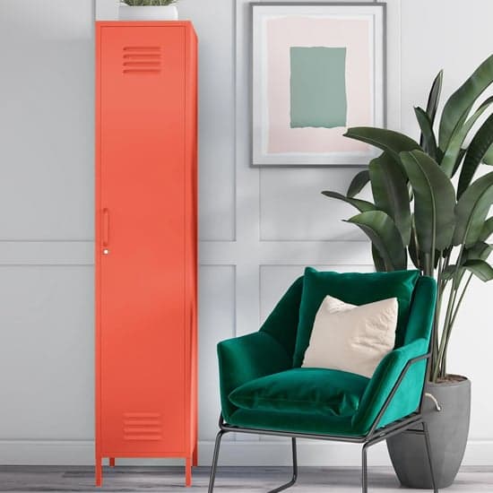 Caches Metal Locker Storage Cabinet With 1 Door In Orange_2