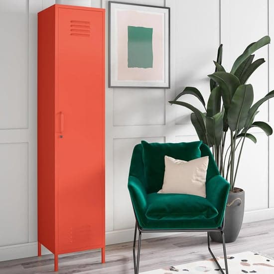 Caches Metal Locker Storage Cabinet With 1 Door In Orange_1