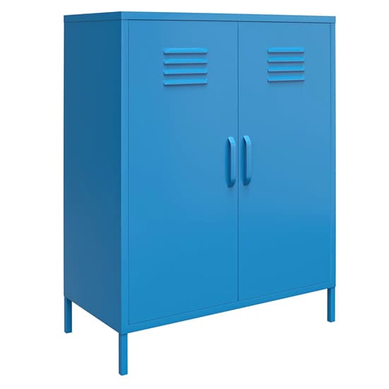 Caches Metal Locker Storage Cabinet With 2 Doors In Blue_3