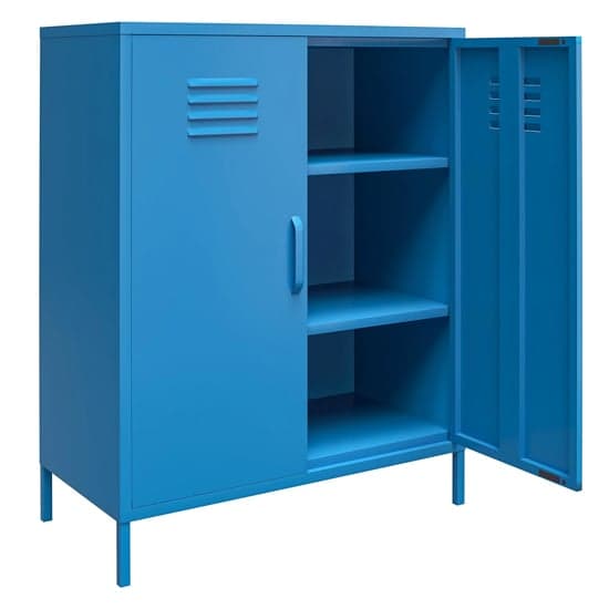 Caches Metal Locker Storage Cabinet With 2 Doors In Blue_4